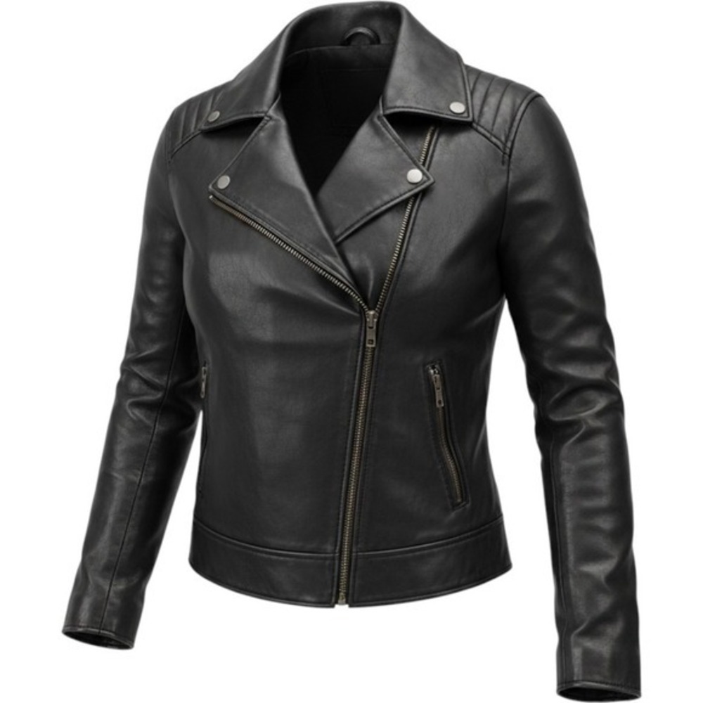Whet Blu Womens Black Leather Moto Biker Jacket Asymmetrical Zip Size XL NEW